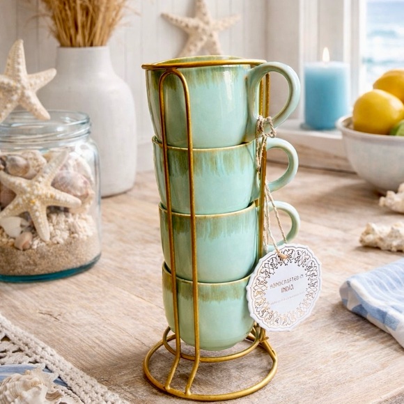 ☕️Demitasse Set with Holder! NWT! Beautiful colors! - Picture 3 of 13